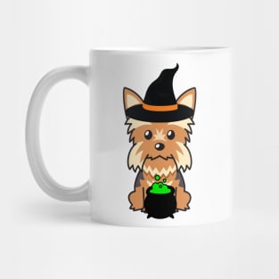 Cute yorkshire terrier dog is a witch Mug